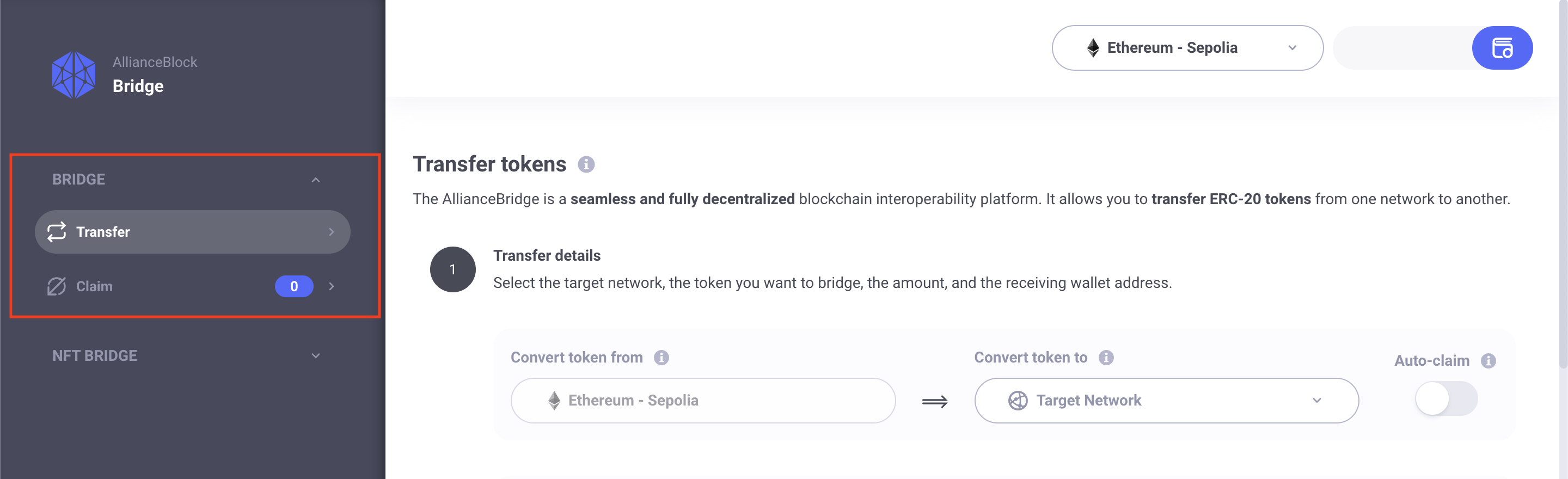 Nexera Interoperability Protocol ERC20 Transfer